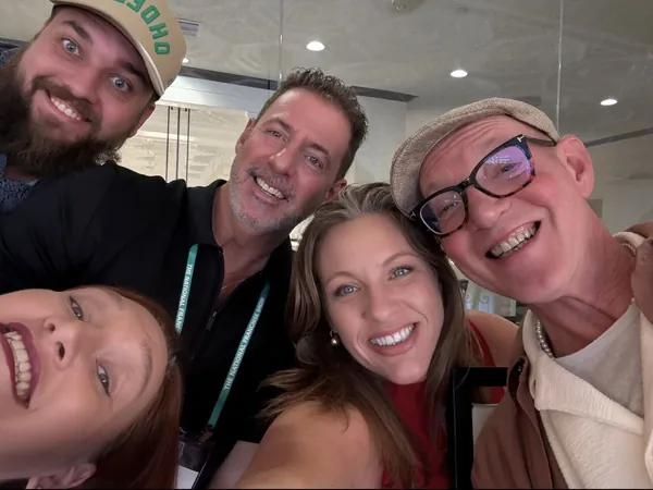 Rob Lancit and four friends squeezed into a close selfie
